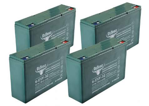 Комплект тяговых гелевых аккумуляторов RuTrike 6-EVF-32 (48V32A/H C3) Комплект тяговых гелевых аккумуляторов RuTrike 6-EVF-32 (48V32A/H C3)