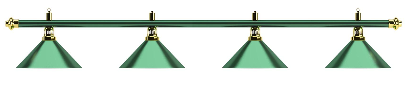 Лампа на четыре плафона "Allgreen" D35 (зелёная штанга, зелёный плафон D35см)
