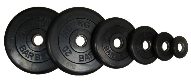 Диск литой обрезиненный MB Barbell д.26 мм Диск литой обрезиненный MB Barbell д.26 мм